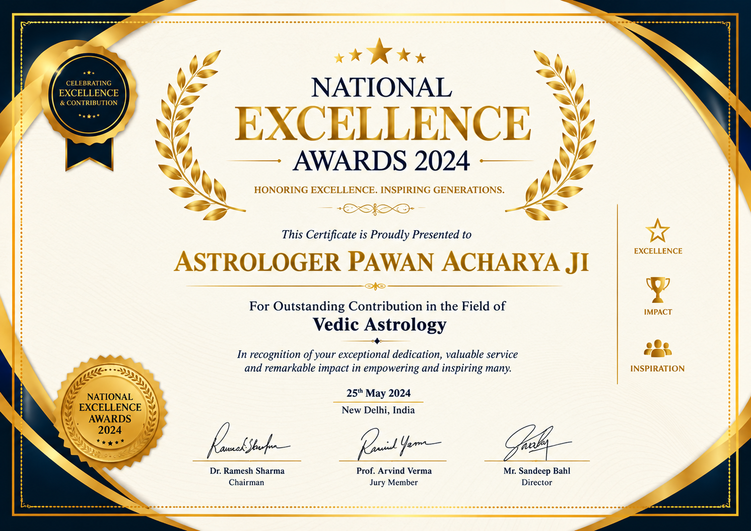 Astrologer Pawan Acharya Ji Certificate 2